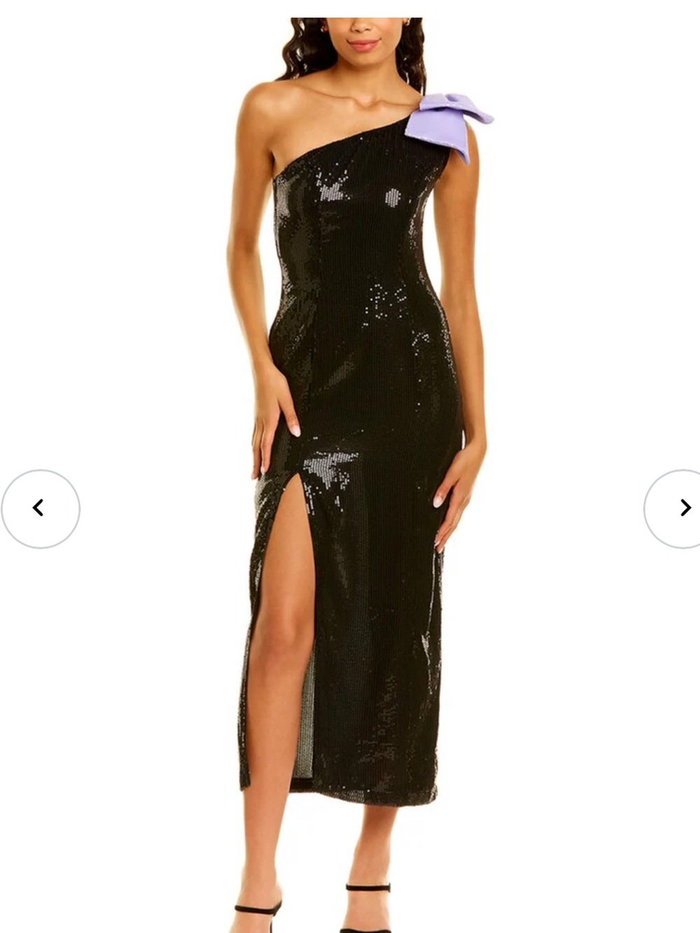 Olivia Rubin Violet One Shoulder Black Sequin Midi Dress size 6 NWT NEW